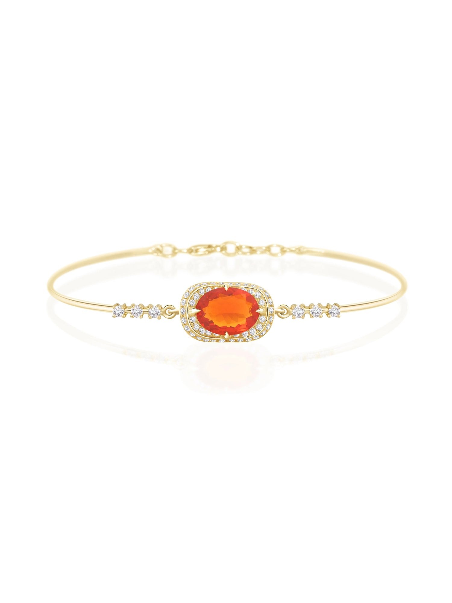 Fire Opal and Diamond Aurora Bangle