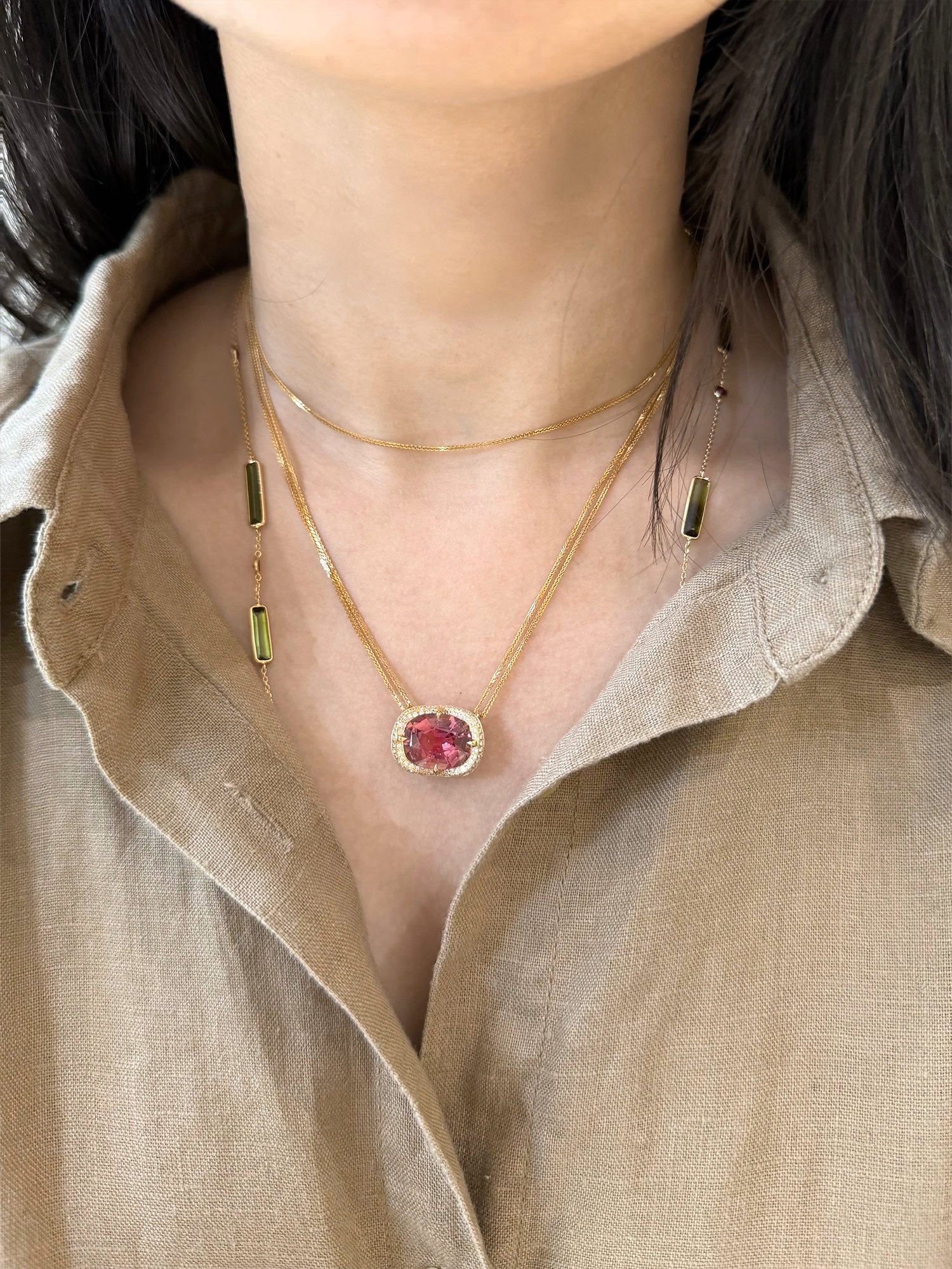 Pink Tourmaline Aurora Necklace
