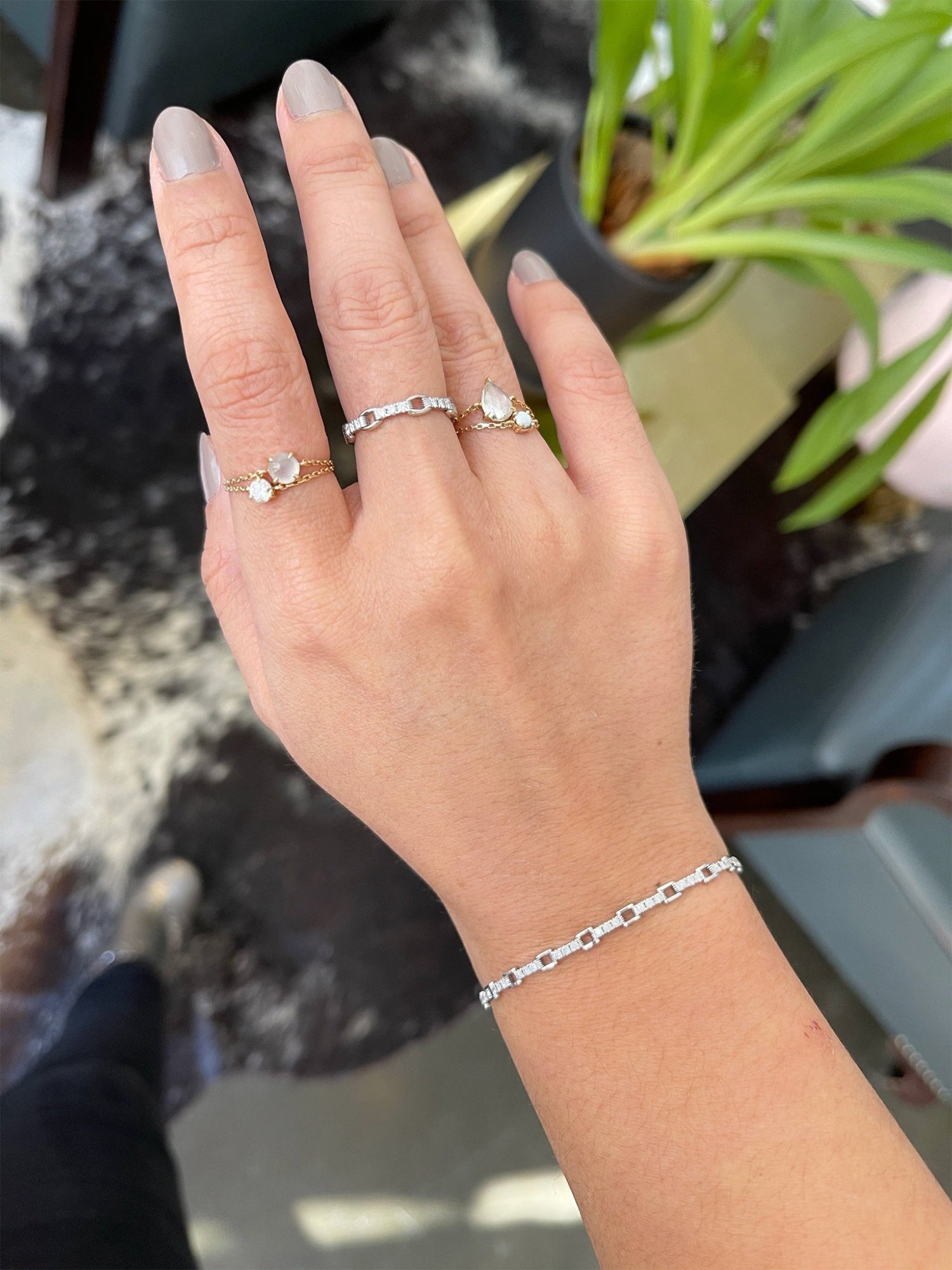 Platinum Diamond Links Tennis Bracelet