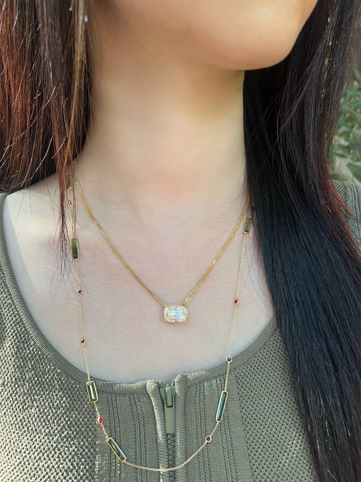 Rainbow Moonstone Aurora Necklace