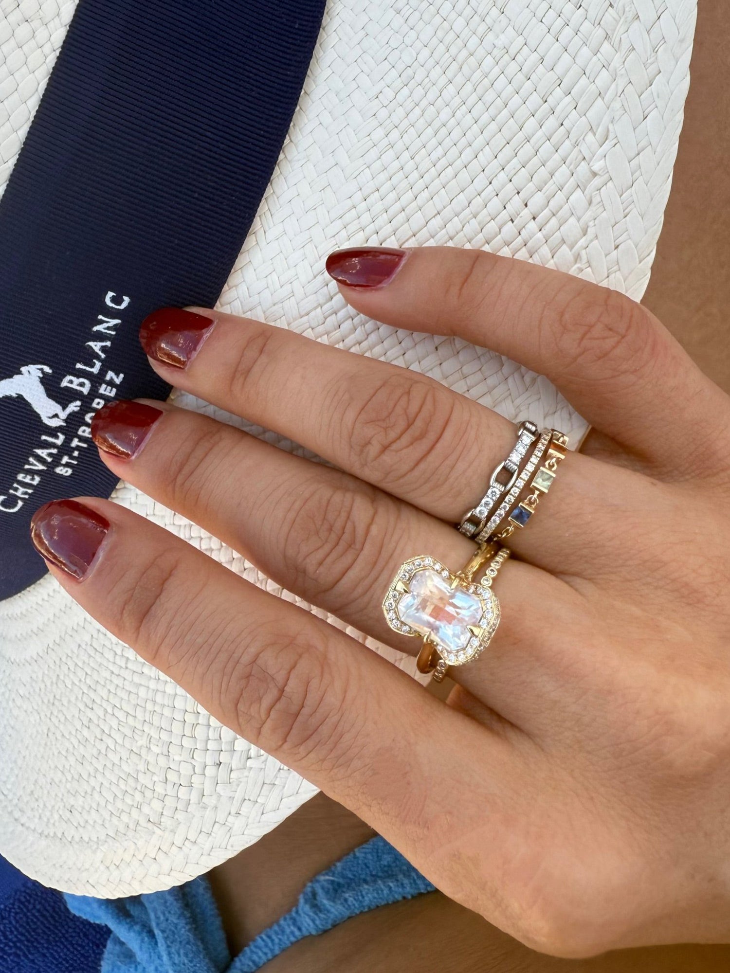 Rainbow Moonstone Aurora Ring