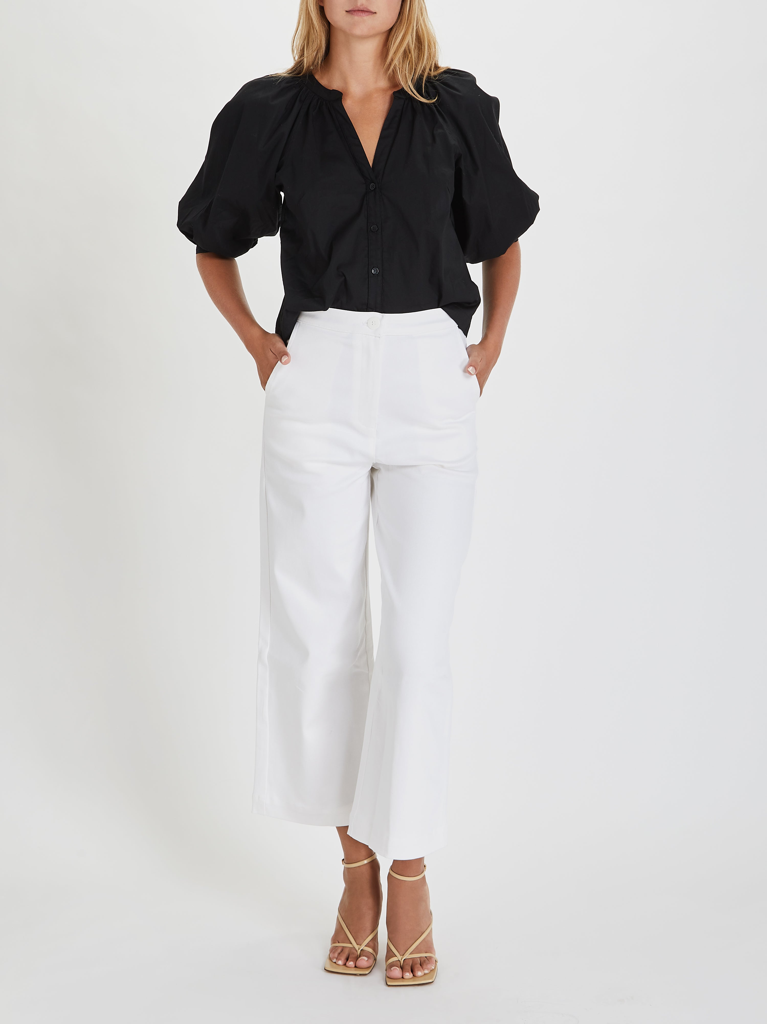 Cotton Drill Wide Leg Trousers