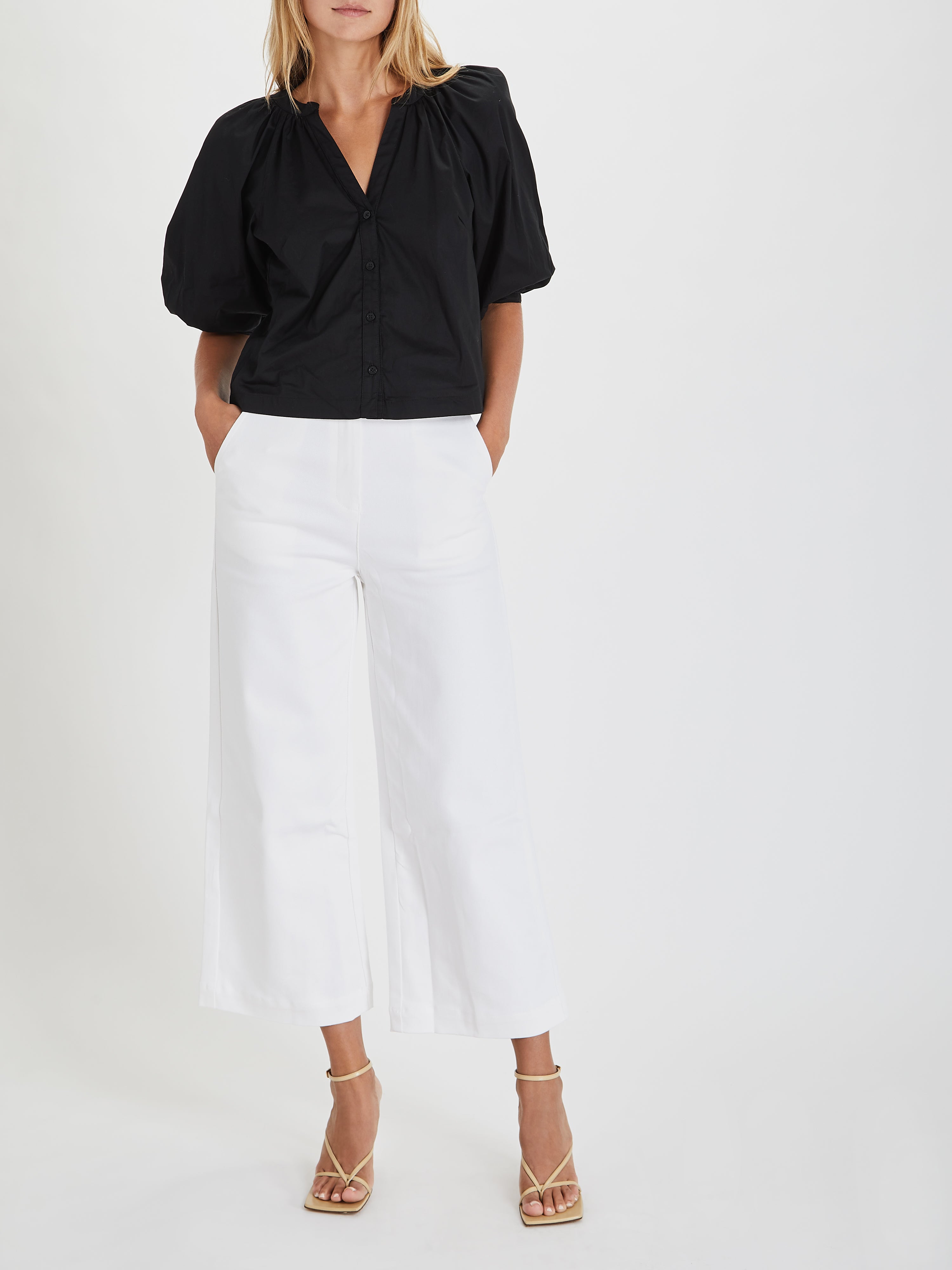 Cotton Drill Wide Leg Trousers
