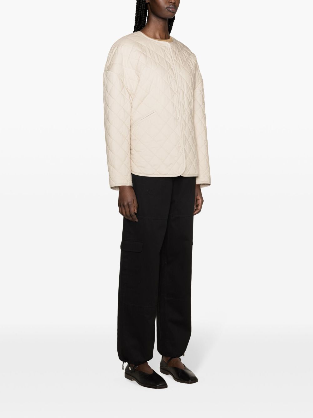 Quilted Collarless Jacket