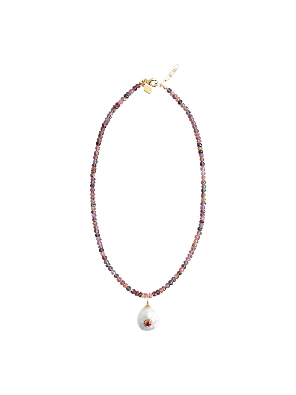 Rainbow Golden Pearl Oasis Paperclip Drop Necklace