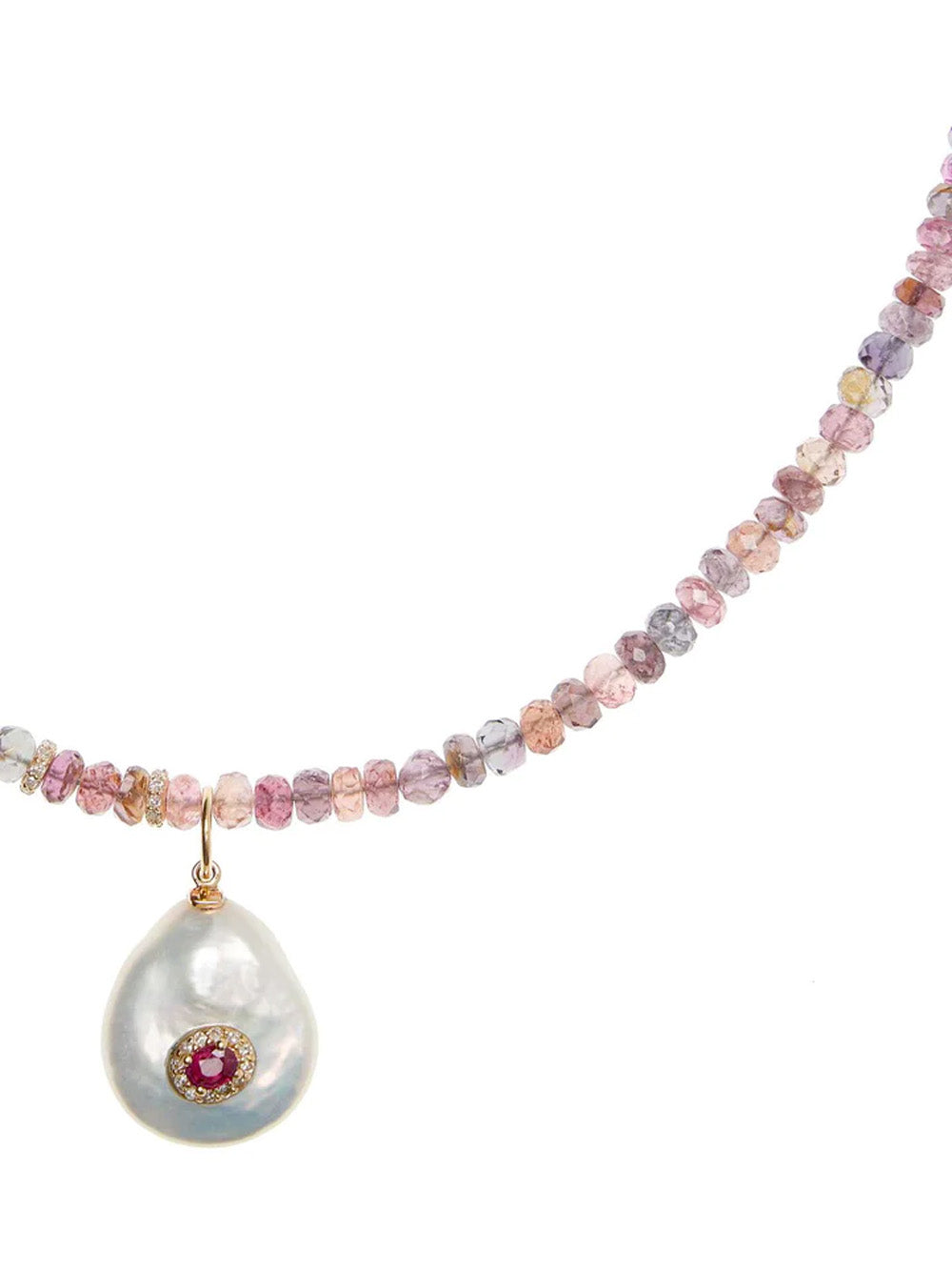 Rainbow Golden Pearl Oasis Paperclip Drop Necklace