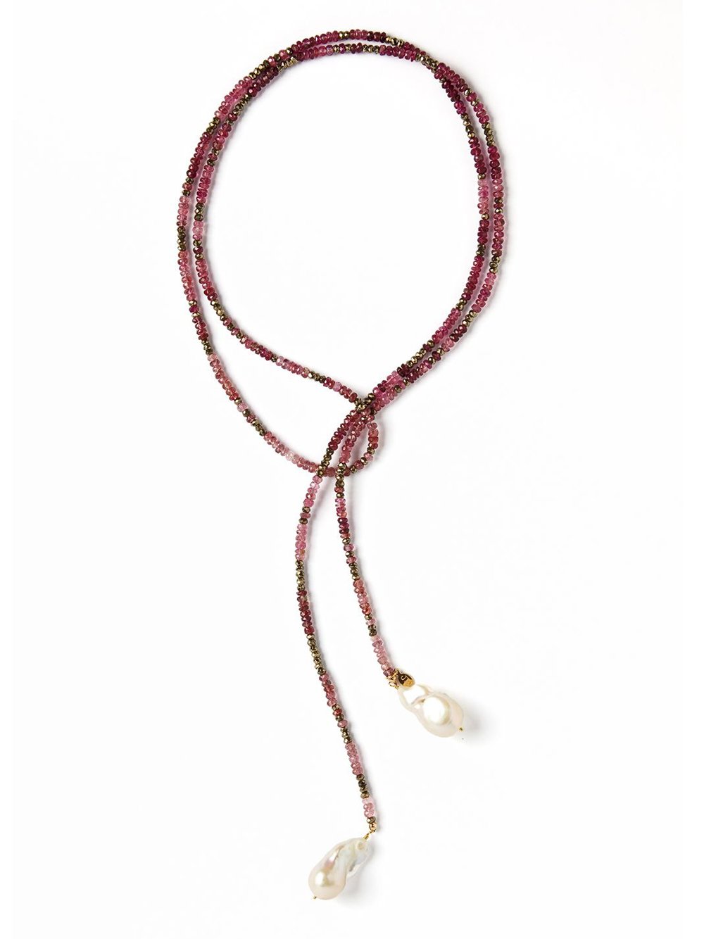 Pink Tourmaline and Pyrite Ombre Classic Gemstone Lariat