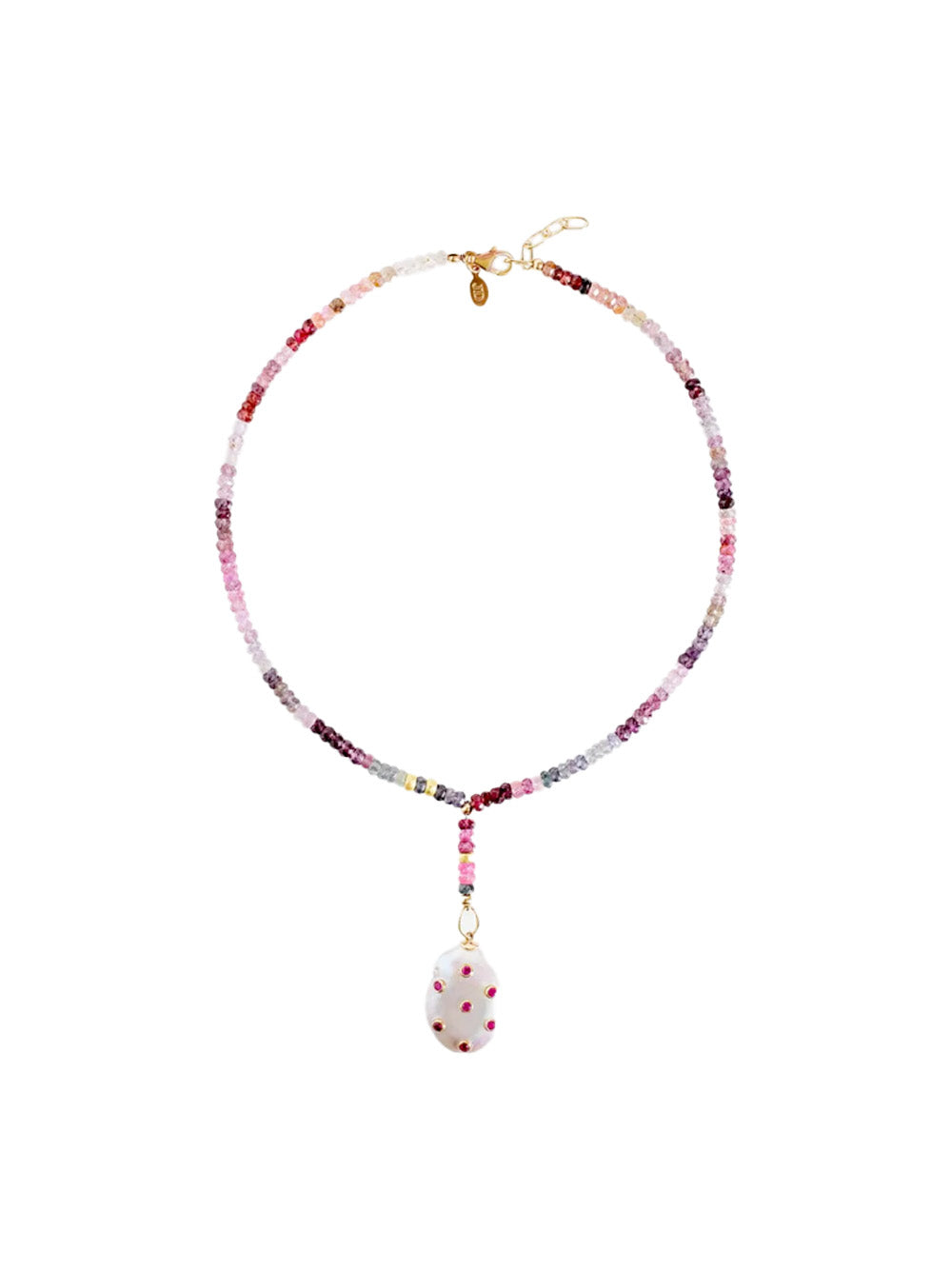 Rainbow Golden Pearl Oasis Paperclip Drop Necklace