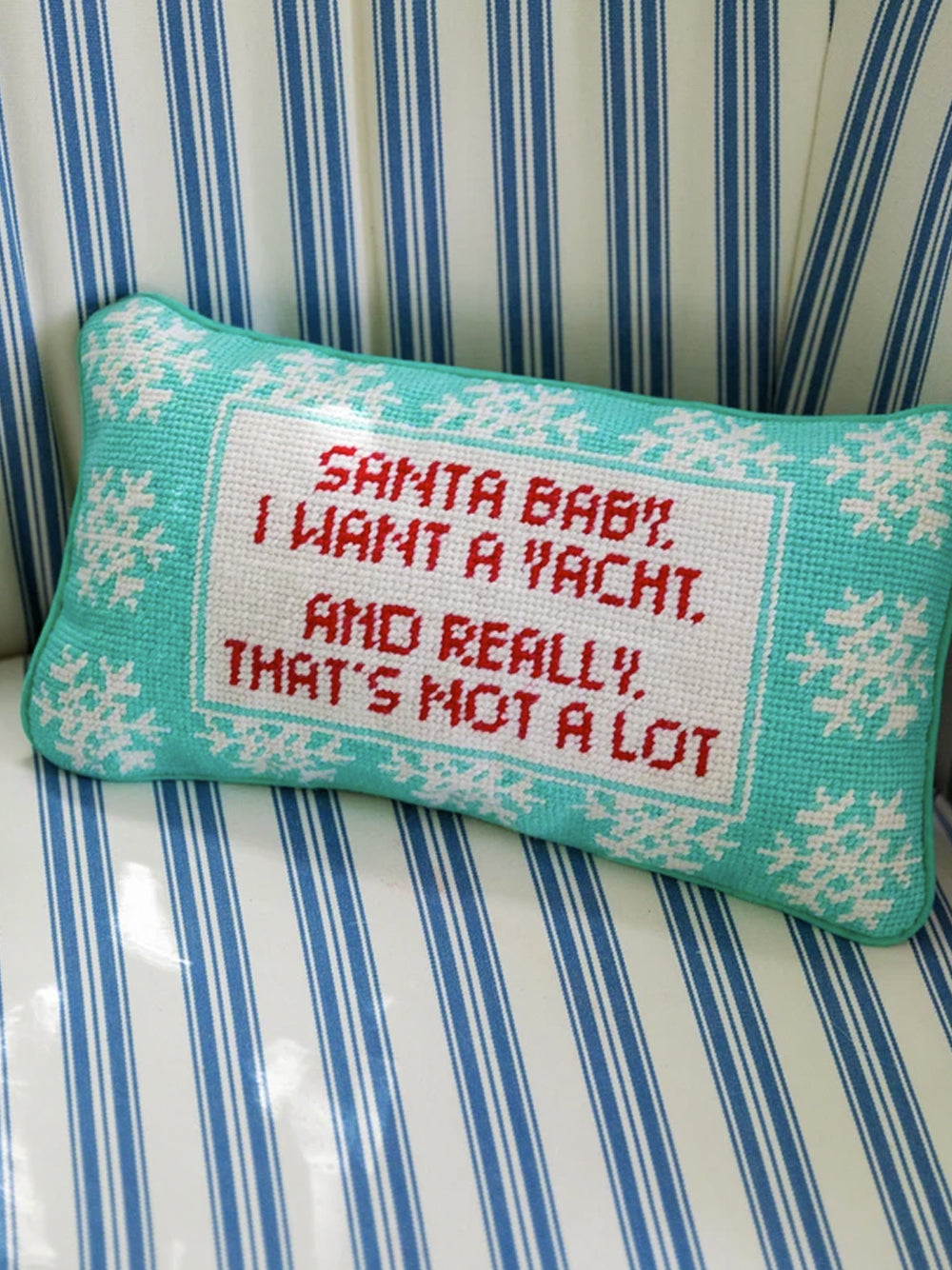 I Want a Yacht Needlepoint Pillow