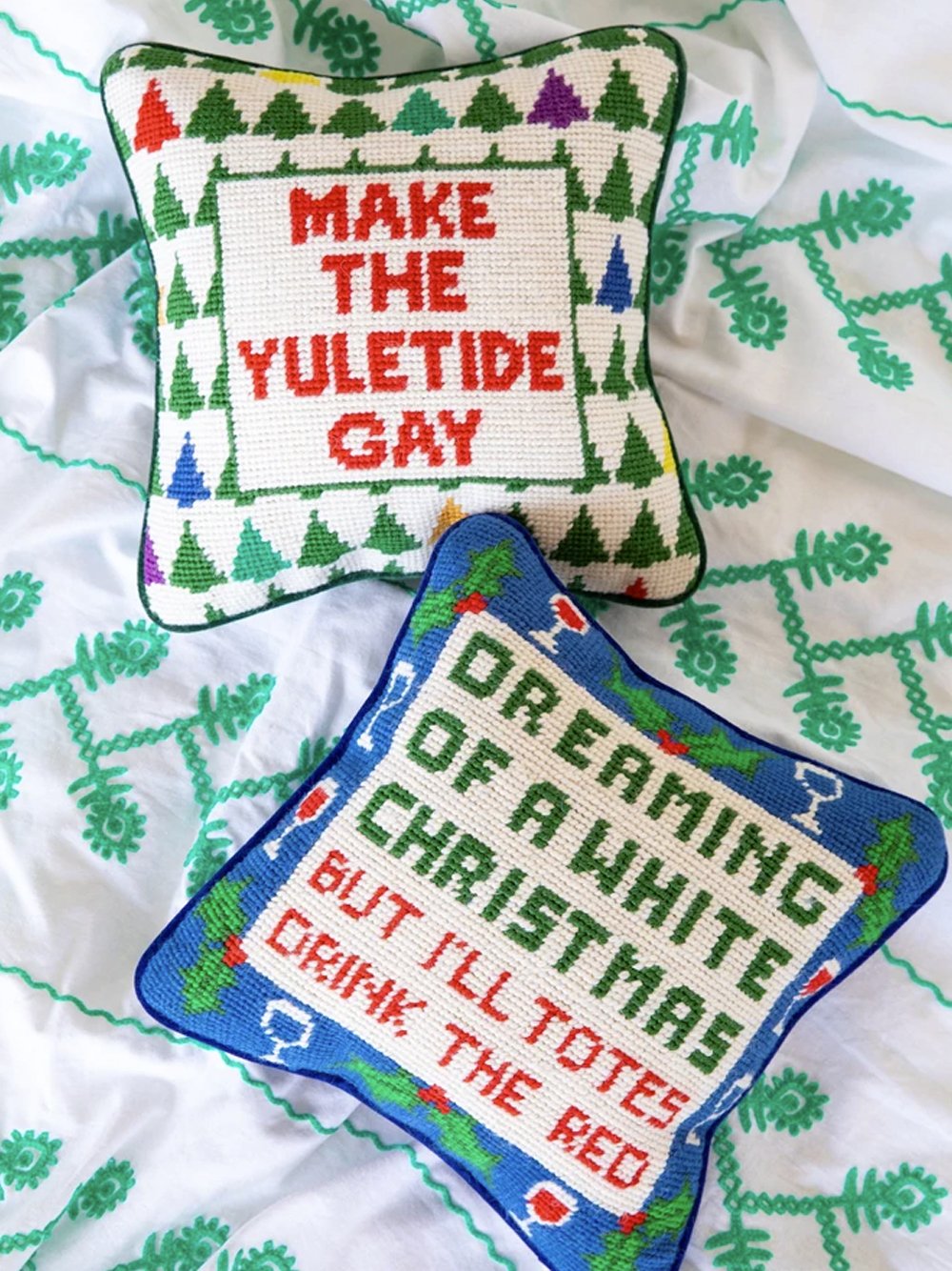 Make the Yuletide Gay Needlepoint Pillow